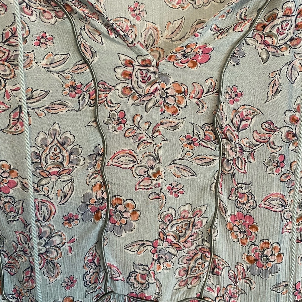 J. Jill Cornflower Blue Floral Peasant Tasseled Blouse - Picture 4 of 11